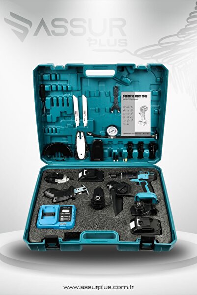 ASSUR 21v 6 Başlıklı Set Taşlama Somun Sıkma Tilki Kuyruğu Dal Budama Vidalama Hava Pompası