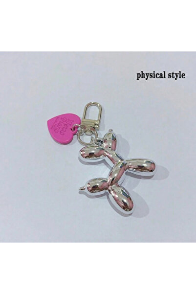 La Saade Y2K Silver Dog Charm Figure Bag Accessory Keychain
