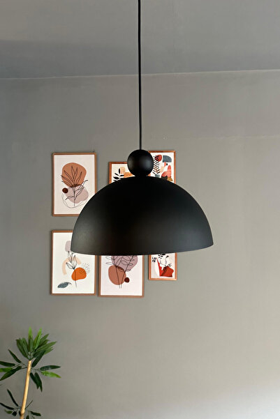 Bamyum Yimpi Avize Tekli Siyah Boncuk Başlık Sarkıt Salon Kuaför Cafe Dekoratif Aydınlatma Pastane