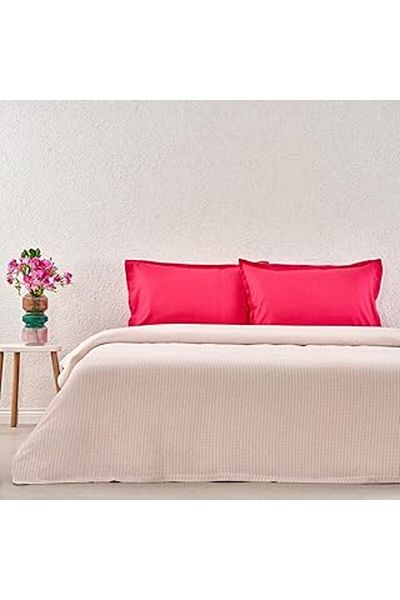 NZM TİCARET Taç Plain Plain Viscoz - طقم بيكيه من مزيج القطن، فوشيا، مزدوج