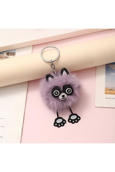 neşe palamudu Plush Raccoon Keychain - Lilac