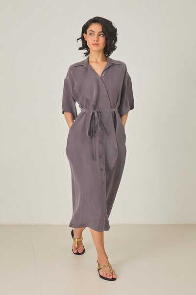 Setre Кава Асиметричний крій Пояс на талії Деталізована сукня