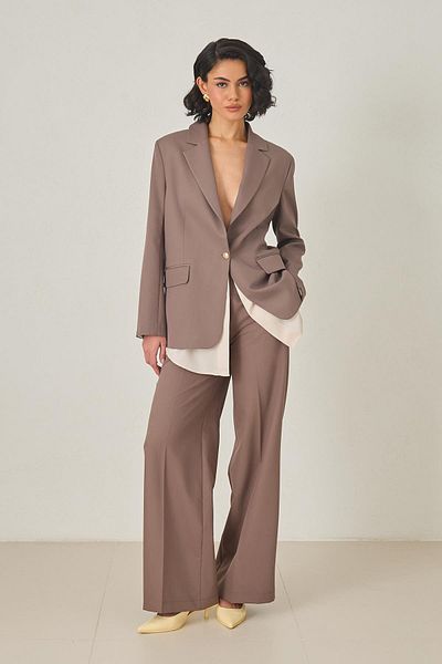 Setre Brown Single Button and Shirt Detailed Jacket