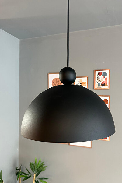 Bamyum Yimpi Avize Tekli Siyah Boncuk Başlık Sarkıt Salon Kuaför Cafe Dekoratif Aydınlatma Pastane