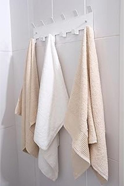 LECH STORE Μεταλλική λευκή αμερικανική πόρτα με αυτοκόλλητη κρεμάστρα μπάνιου και κρεμάστρα τοίχου MT84B