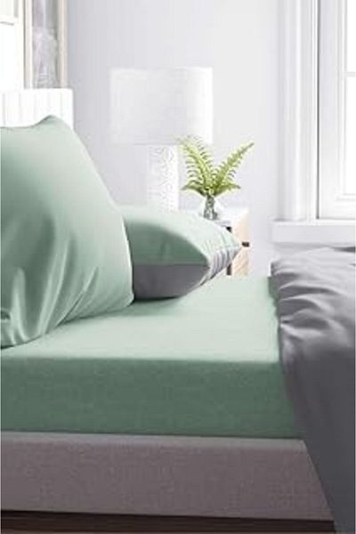 Hepta Collection ملاءة سرير مطاطية فردية من القطن باللون الأخضر من Rivaistanbul مقاس 100x200