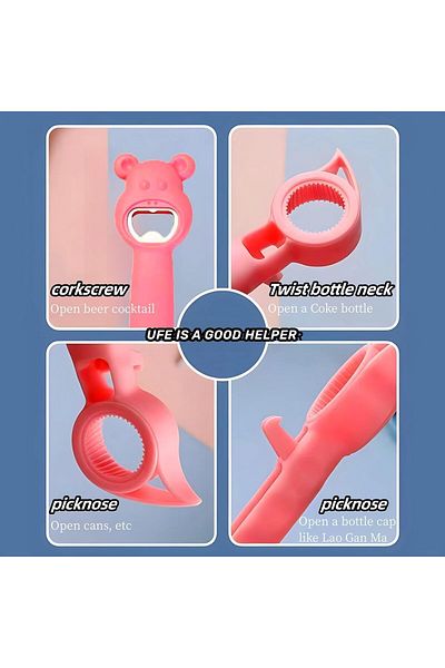 COOYA Jar Opener, Multifunction Can Opener Bottle for Jar Can Beer Bottle Cool Bottle (pink+blue,2pcs)