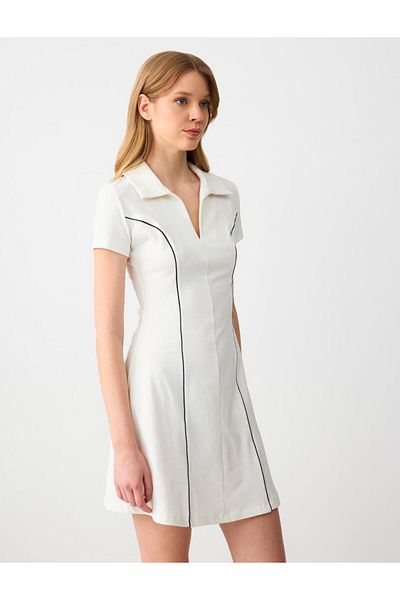 Jimmy Key White Slim Fit Polo Neck Knitted Dress