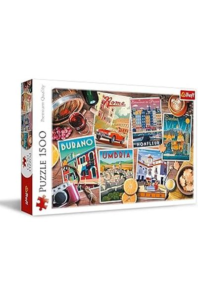 SÇHA Trefl 26199 1500 Pieces Collage Cities Modern Puzzle Creative Leisure Spain Italy France Adult