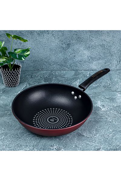 ROYALFORD 28 CM Carbon Steel Wok Pan with Non-Stick Coating- RF12121