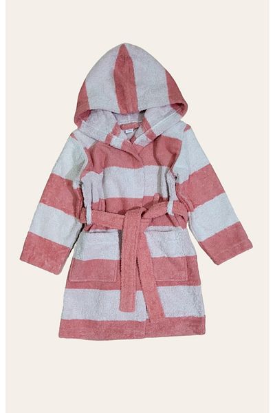 Alpar Tekstil Unisex Cotton Soft Bathrobe Striped/Pink Girl-Boy
