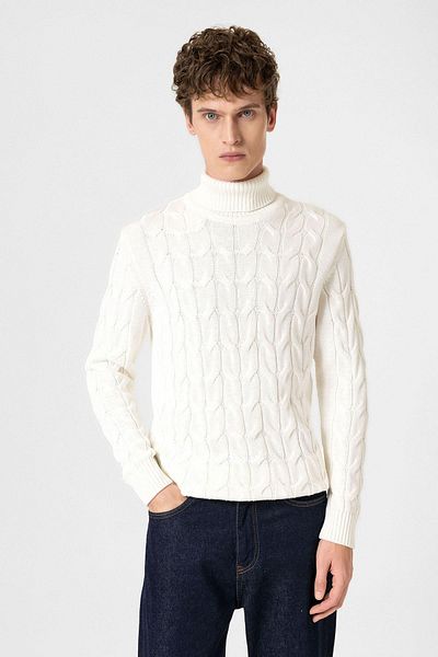 Antioch Ecru Hair Braided Men's Sweater