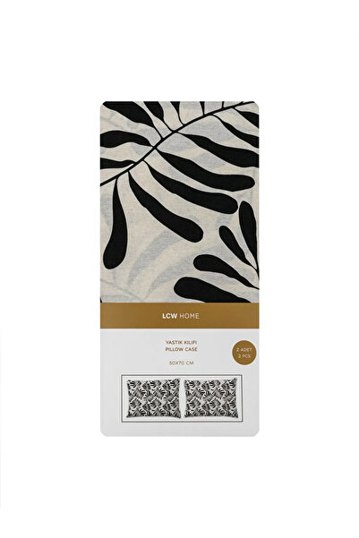 LC Waikiki Black Leaf Patterned Pillow Case Set of 2 - 50X70 cm