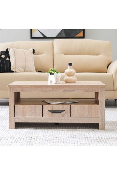 Danube Home Anton 1 Drawer Coffee Table  L90xW40xH40cm - Sonoma Oak
