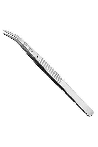 Choice1 TWE-6 Stainless Steel Silver Tweezers With Curved Serrated Tip Multip...