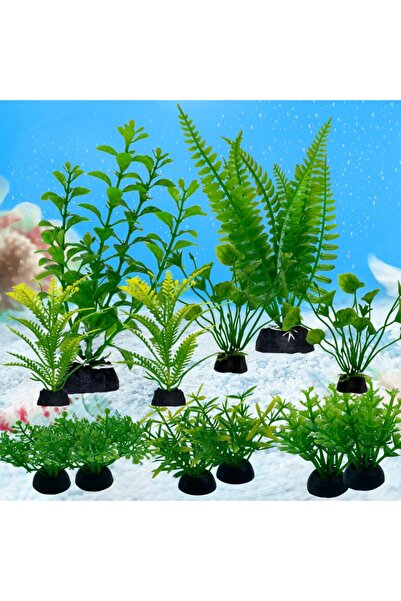 Choice1 Green12S7332 12 قطعة نباتات زينة اصطناعية لأحواض السمك، أعشاب مائية، ...