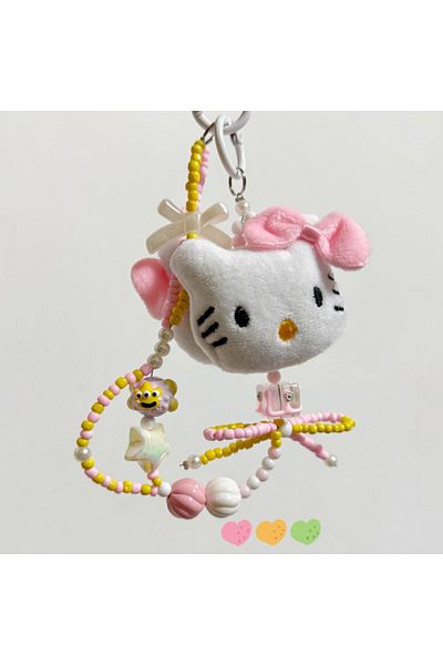 JOY TOP Chain color random 2 Sanrio Cute Hello Kitty Colorful Beaded Keychain Cartoon Plush Hanging Chain Ph