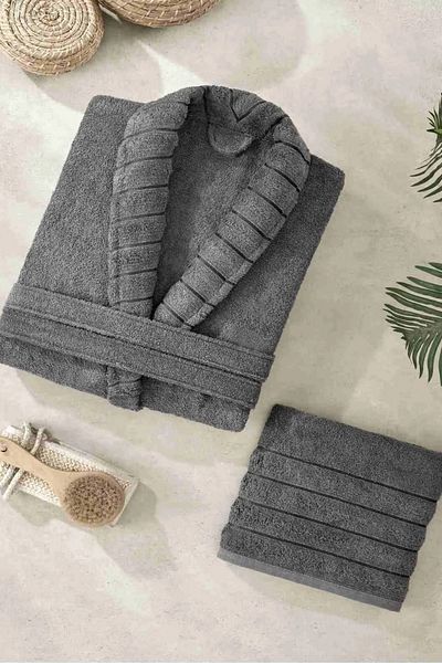 Formeya Handtuch-Bademantel-Set Gestreiftes Shalyaka-Bademantel-Set