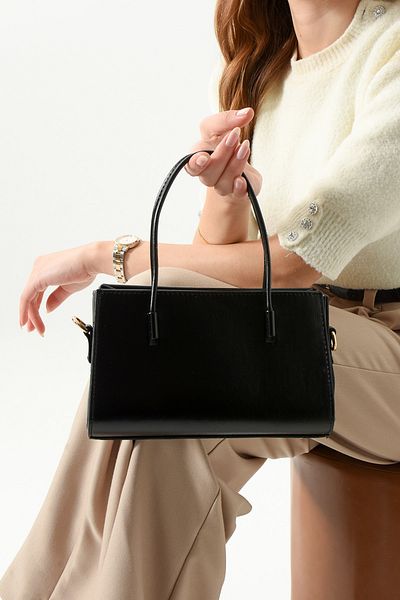 By Hakan Women's Shoulder Bag - Tn-098 Black Coated Screening Model