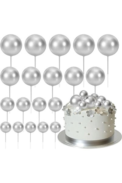 Choice3 20 pcs silver 80 Pcs Gold Balls Cake Topper Mini Ballo Cake Toppers S...