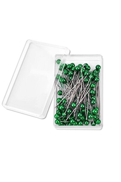 Choice8 100 قطعة/علبة، إبر خياطة خضراء ملونة برأس لؤلؤي دائري، طول 38 سم، دبا...
