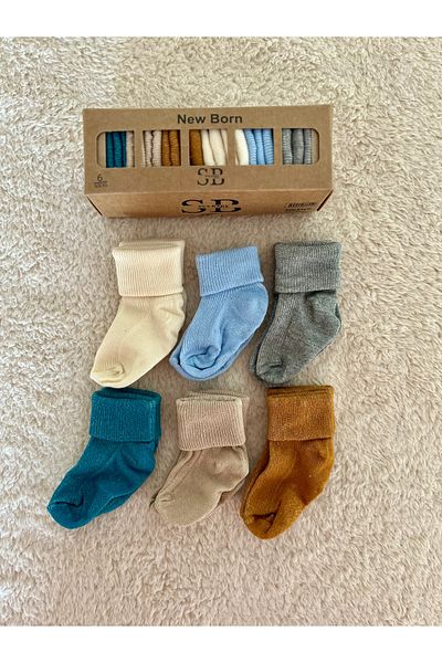 Newborn Set of 6 Organic Socks for Babies 0-6 Months