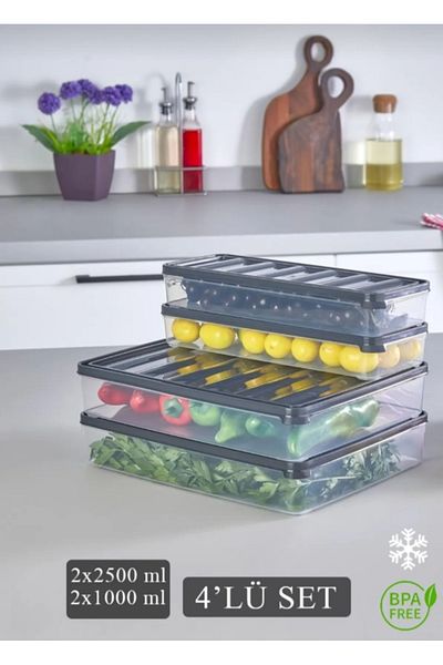 VİZYON Horizontal Diffuse Refrigerator Organizer Storage Container Fridge Organizer Leak-Proof Storage Container