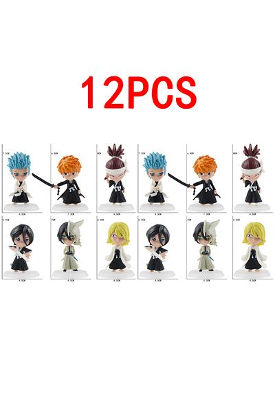 BANDAI 12PCS 2Set Wholesale BLEACH Action Figure Cool Cute Anime Figure Toy Doll Model Desk Decoration For
