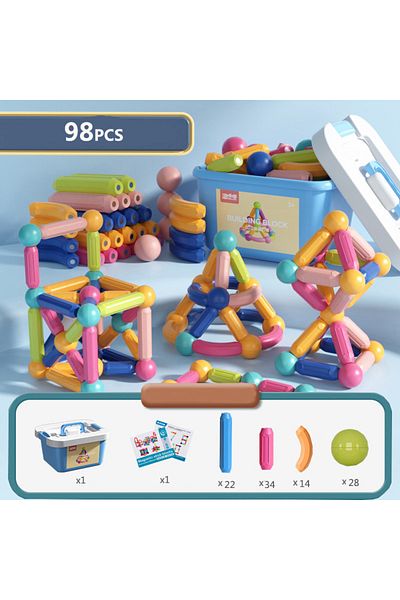 Choice3 98pcs storage box Magnetic Sticks Building Blocks Toys For Kids Montessori Educational Preschool Tod