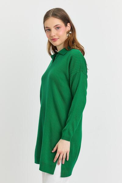 Rays 5410 Polo Neck Tunic B. Green