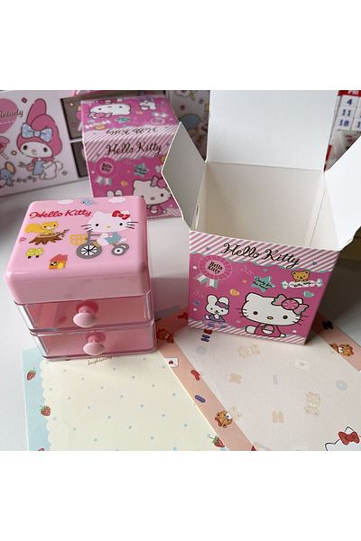 Choice About 7X7cm 02 Mini Hello Kitty Organizer Anime Sanrio Cartoon Kuromi Cinnamoroll Double Layer Jewel