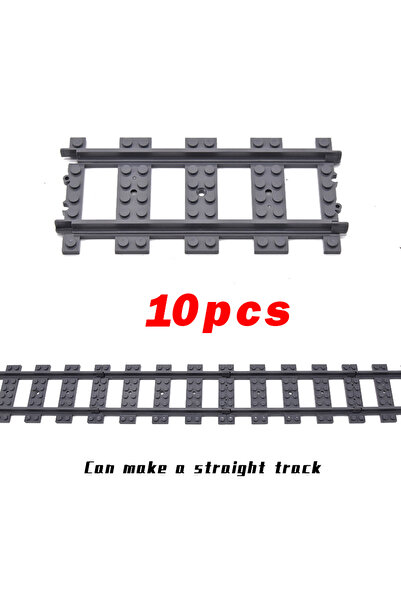 Choice مجموعة مكعبات بناء مستقيمة من 10 قطع من MOC City Train Crossing Rail Tracks مع فجوة مسمار ثلاثية المفاتيح