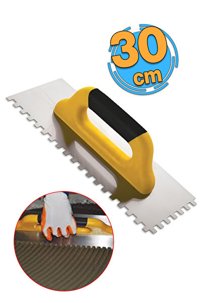 Badem10 Plastik Saplı Metal Seramik Malası 30 cm Harç Derz Sıva Yüzey Düzleştirme Fuga Malası Saten 1 Adet