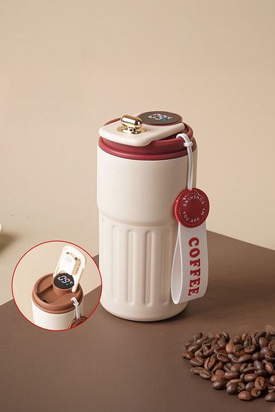 Vadi Stainless Steel Heat Insulated Thermos Mug with Digital Temperature Display 400 ml