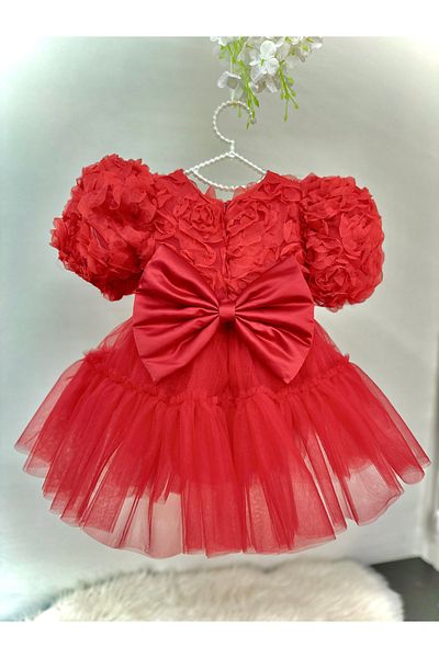 İlknur Karaca Design Fusta trandafir rosu rochie pentru fete cu volane pentru ocazii speciale