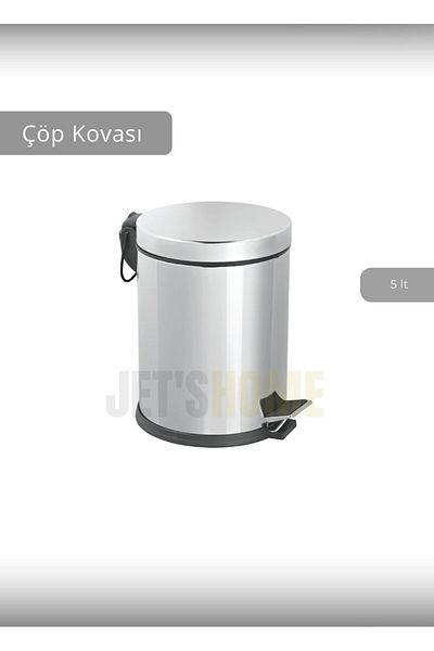 Jet's Home Κάδος απορριμμάτων μπάνιου με πεντάλ Ανοξείδωτος κάδος απορριμμάτων κουζίνας 5 Lt Λευκός