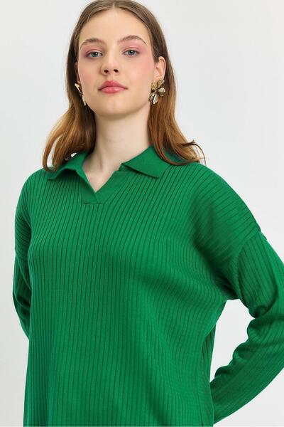 Rays 5410 Polo Neck Tunic B. Green