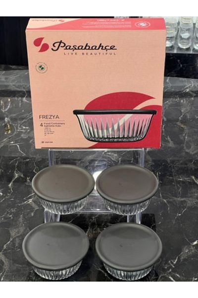 Paşabahçe Freesia Gray Covered 4-Piece Glass Bowl (Snack-Breakfast) 330 Cc