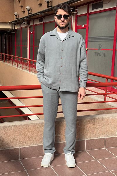 inpool Muslin Woven, Summer&Spring, 100% Cotton, Oversize Shirt-Pants Set G11-295
