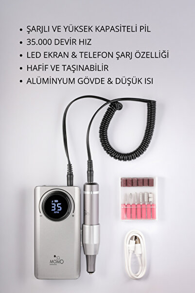 MOMO professional Şarjlı Freze Tırnak Manikür Makinesi