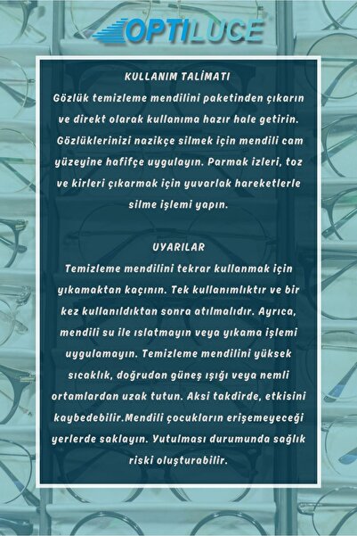 OPTILUCE Gözlük Temizleme Mendili 40'lı 3 Adet