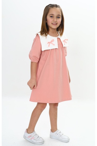 Toontoy Girl's Collar Detailed Dress