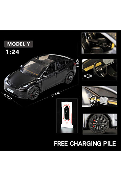 Choice6 model Y black nobox 1:24 Tesla Model Y Model 3 Model S Metal Alloy Di...