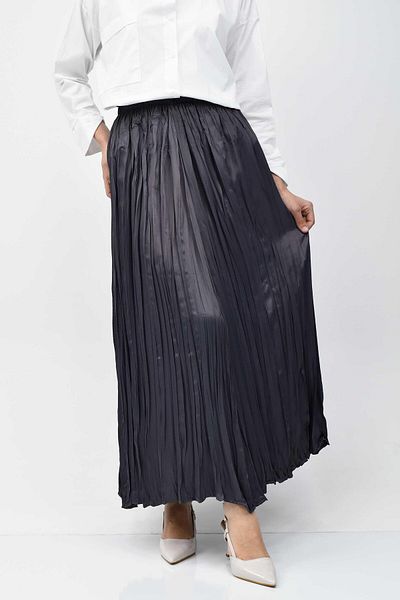birizmoda Fusta gri din satin cu talie elastică