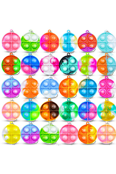 Choice rotundity 20Pcs Mini Pop Keychain Toddler Sensory Fidget Toys Bulk for Classroom Prizes Kids Birthda