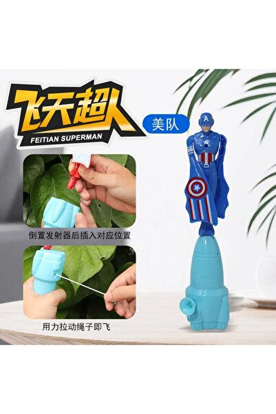 BANDAI captain Anime Spiderman Bamboo Dragonfly Flying Toy Iron Man Captain Rotating String Flying Toys Out