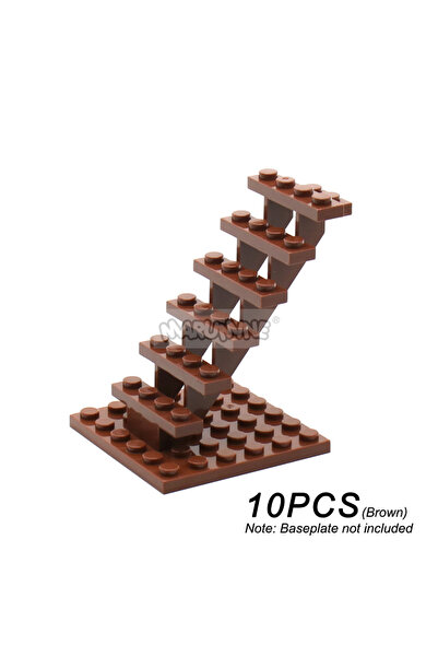 Choice5 سلم بني من مارومين، ١٠ قطع، طوب متوسط، ٧×٤×٦، سلم منزل مستقيم مفتوح، ...