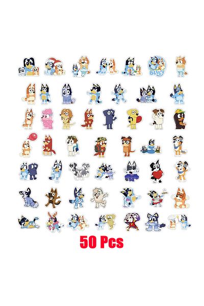 Choice 50PCS-A 50-100Pcs Bluey Stickers Toy Bingo Creative Cartoon Refrigerator Waterproof Sticker DIY Lugg