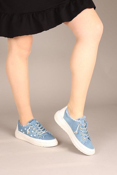 Birikon Pantofi de sport Gusta Stone cu șireturi cu detalii de piatră Albastru denim