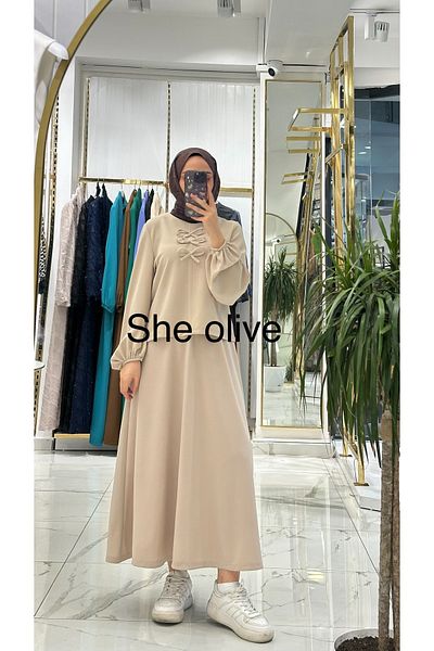 She Olive Beige Toplan Bow Active Set